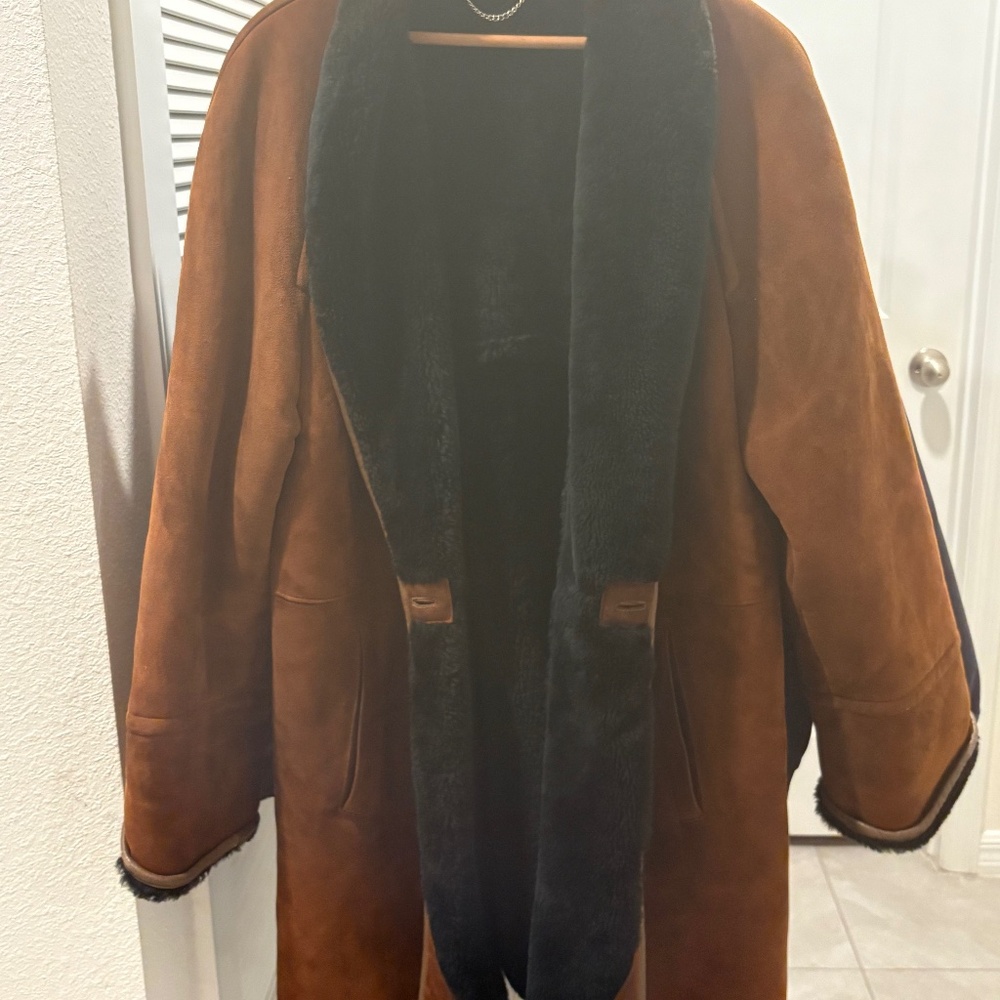 Genuine Lambskin Shearling Winter Coat Brown
